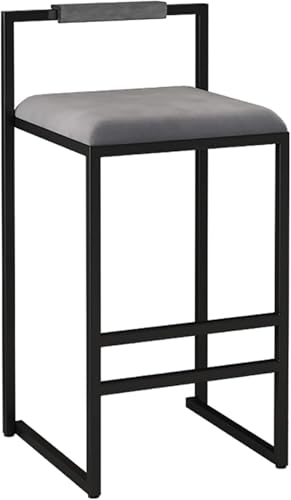 ZCEDZYSW Moderne Barhocker aus Samt mit Rückenlehne, stilvolle Esszimmerstühle für Küchentheke, verstellbare Höhe 65–75 cm (graues Kissen, Sitzhöhe 65 cm) von ZCEDZYSW
