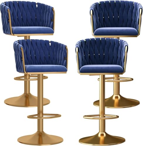 ZCEDZYSW Moderne Barhocker aus goldfarbenem Samt – Set mit 4 Thekenhöhen gewebt mit Rückenlehnen, Drehgelenk für Zuhause, verstellbar ZCEDZYSW Moderne Barhocker aus goldfarbenem Samt – Set mit 4 Thekenhöhen gewebt mit Rückenlehnen, Drehgelenk für Zuhause, verstellbar von ZCEDZYSW
