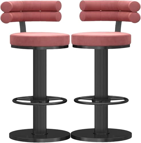 ZCEDZYSW Moderne Barhocker mit Rückenlehne, elegante Thekenhöhe Hocker für Zuhause, Bar und Esszimmer (Rosa, 45–60 cm) von ZCEDZYSW