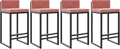 ZCEDZYSW Moderne Barhocker mit Rückenlehne, weicher Samtpolsterung und Metallbeinen, ideal für Kücheninseln (Rosa, 65 cm) von ZCEDZYSW
