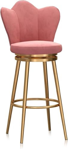 ZCEDZYSW Moderne Barhocker mit Thekenhöhe, gepolstert, hoher Stuhl für Esszimmer, Küche (Rosa, 65 cm, goldfarbenes Bein) von ZCEDZYSW
