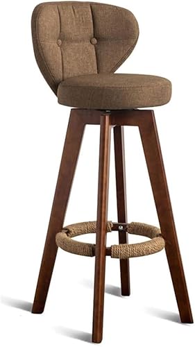 ZCEDZYSW Moderne Thekenhöhe mit Rückenlehne, drehbarer Barhocker, Stoff, hoher Hocker mit rundem, gepolstertem Sitz (Braun, 73 cm) von ZCEDZYSW