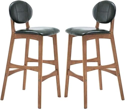 ZCEDZYSW Moderner Barhocker aus Holz, 2er-Set, mit Fußstütze und PU-Kissen, Sitz, Küche, Pub, Hocker für Bar, Höhe (Grün, Seatheight75 cm) von ZCEDZYSW