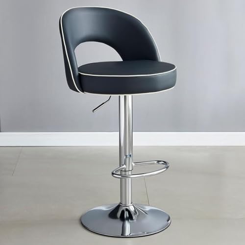 ZCEDZYSW Moderner Barhocker aus Leder mit niedriger Rückenlehne, Barstühle, drehbar, gepolstert, verstellbar (Schwarz B) von ZCEDZYSW
