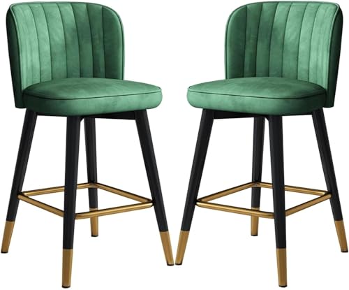ZCEDZYSW Moderner Barhocker aus Samt mit Rückenlehne, bequemen Sitzen und Metallrahmen, ideal für Theken und Bars (Grün, 65 cm) von ZCEDZYSW