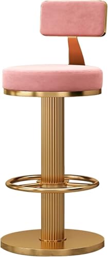 ZCEDZYSW Moderner Barhocker mit Fußstütze, Samt, höhenverstellbar 65–80 cm, 1 Stück, Höhe 65 (Rosa) von ZCEDZYSW