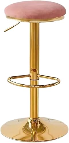 ZCEDZYSW Moderner einfacher Barstuhl, Samthocker, Thekenhöhe mit goldfarbenen Metallbeinen, Küche, Esszimmerstuhl für Restaurant (Rosa) von ZCEDZYSW