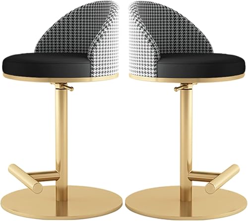 ZCEDZYSW Moderner verstellbarer Barhocker, drehbar, 2 Stück, schwarz und gold, PU-Leder, Inselstühle für Küchentheke, Höhe (Schwarz + Gold, Höhe 45) von ZCEDZYSW