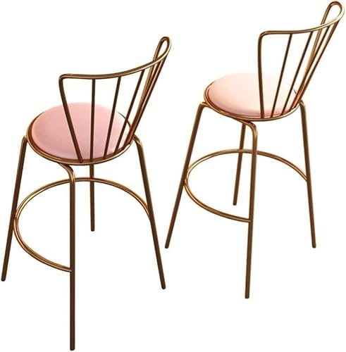 ZCEDZYSW Modernes Barhocker-Set, Thekenhöhe, Esszimmerstühle, 76,2 cm, Barhocker für Küchentheke, 2 Stück (Rosa, 65 cm) von ZCEDZYSW
