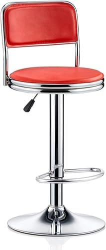 ZCEDZYSW Modernes Barhocker-Set, Thekenhöhe, Esszimmerstühle, Barhocker, PU-Leder, verstellbare Barhocker, 38–51 cm (Rot, 38) von ZCEDZYSW