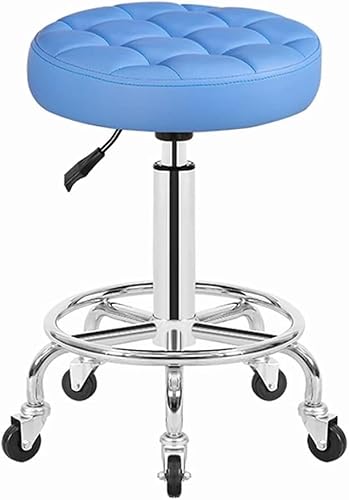 ZCEDZYSW Rolling Shop Hocker Maniküre-Stuhl mit Rollen, drehbar, Salon, verstellbare Arbeitsbank, Massage, Spa, Tattoo, Blau von ZCEDZYSW