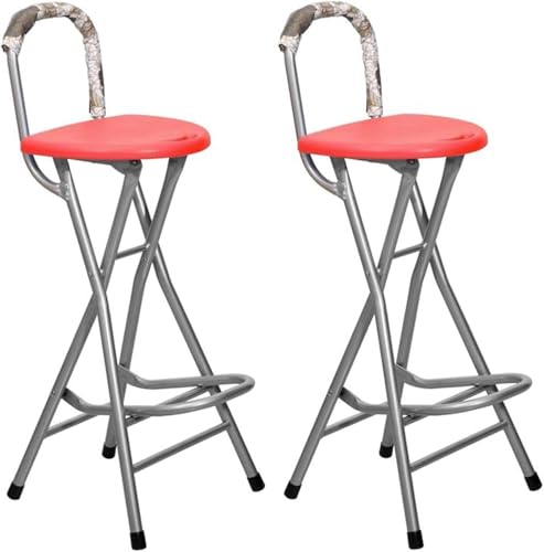 ZCEDZYSW Rote Küchentheke, Frühstücksbarhocker, 2er-Set, leicht, Kunststoff, zusammenklappbar, Hochstühle mit integriertem von ZCEDZYSW