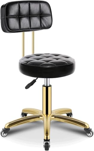ZCEDZYSW Runder Rollhocker, schwarz, 360° drehbar, Bürostuhl mit Rückenlehne, verstellbare Höhe und Rollen für Schönheit ZCEDZYSW Runder Rollhocker, schwarz, 360° drehbar, Bürostuhl mit Rückenlehne, verstellbare Höhe und Rollen für Schönheit von ZCEDZYSW