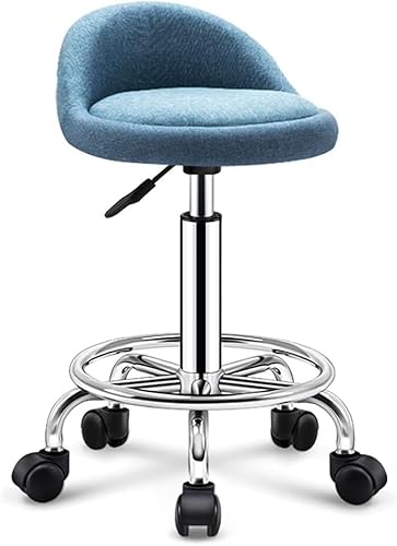 ZCEDZYSW Runder Rollhocker – höhenverstellbarer Drehstuhl mit Rückenlehne und Rollen, robuster Dispersionssitz (blau) von ZCEDZYSW