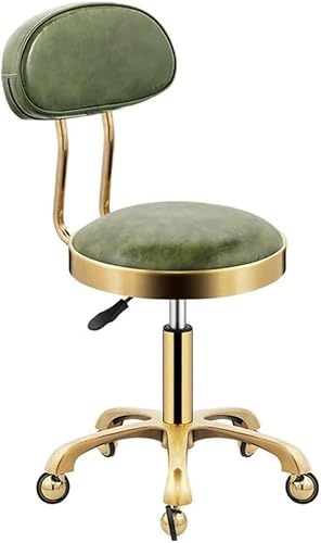 ZCEDZYSW Salonhocker aus PU-Leder mit Rollen und Rückenlehne, höhenverstellbar, für Nageltechnik, Tattoo, (A) von ZCEDZYSW