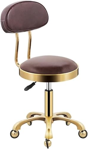 ZCEDZYSW Salonhocker aus PU-Leder mit Rollen und Rückenlehne, höhenverstellbar, für Nageltechnik, Tattoos (D) von ZCEDZYSW