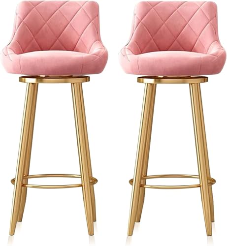ZCEDZYSW Samthocker, modern, drehbar, Barhocker, 2er-Set, Küchenhöhe mit Rückseite, Kücheninseltheke (Rosa, 65 cm) von ZCEDZYSW