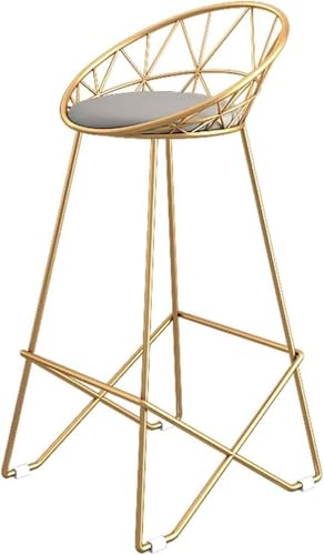 ZCEDZYSW Schmiedeeiserner Barhocker mit Rückenlehne, 61 cm, 76,2 cm, moderne Thekenhöhe, PU-Leder, für Küche, Bar, Esszimmer (75 cm) von ZCEDZYSW