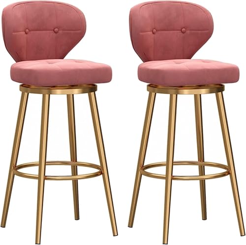 ZCEDZYSW Set mit 2 Barhockern, gemütlicher hoher Hocker mit Rückenlehne, rundes Fußstützen-Design, geeignet für Bar/Café/Kücheninsel (65 cm) von ZCEDZYSW