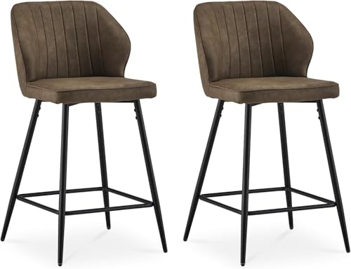 ZCEDZYSW Set mit 2 modernen braunen Kunstleder-Barhockern mit Rückenlehne, stilvolle Metall-Fußstütze, ergonomisches Design ZCEDZYSW Set mit 2 modernen braunen Kunstleder-Barhockern mit Rückenlehne, stilvolle Metall-Fußstütze, ergonomisches Design von ZCEDZYSW