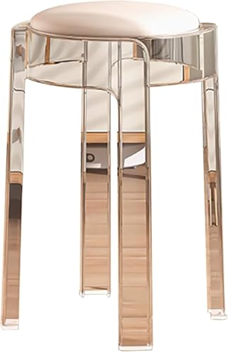ZCEDZYSW Stapelbare Hocker mit Ledersitz, transparenter Acryl-Barhocker, moderner Armlehnenstuhl, stabil (weiß) von ZCEDZYSW