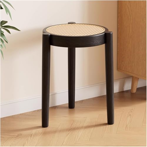 ZCEDZYSW Stapelbare Holzhocker, 4er-Set, Rattan, tragbare rückenfreie Schulstühle mit runder Oberseite, stapelbare Kücheninsel (Stil 2) von ZCEDZYSW