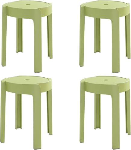 ZCEDZYSW Stapelhocker aus Kunststoff, modernes Design, 4 Stück, mit X-Form-Verbindung und rutschfesten Fußpolstern ideal für Zuhause (grün) von ZCEDZYSW