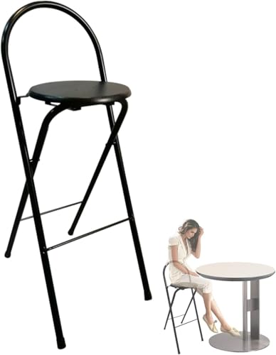 ZCEDZYSW Tragbarer, faltbarer Hocker mit Thekenhöhe, runder Sitz, klappbarer Rückenlehnensessel mit 60 cm von ZCEDZYSW