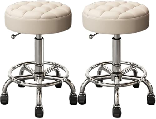 ZCEDZYSW Verstellbare Barhocker, 2er-Set, Thekenhöhe, drehbar, rückenfrei, PU-Leder, gepolsterte Stühle für Küche, Esszimmer (A) von ZCEDZYSW