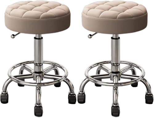 ZCEDZYSW Verstellbare Barhocker, 2er-Set, Thekenhöhe, drehbar, rückenfrei, PU-Leder, gepolsterte Stühle für Küche, Esszimmer (B) von ZCEDZYSW