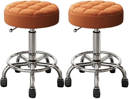 ZCEDZYSW Verstellbare Barhocker, 2er-Set, Thekenhöhe, drehbar, rückenfrei, PU-Leder, gepolsterte Stühle für Küche, Esszimmer (C) von ZCEDZYSW