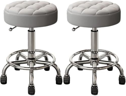 ZCEDZYSW Verstellbare Barhocker, 2er-Set, Thekenhöhe, drehbar, rückenfrei, PU-Leder, gepolsterte Stühle für Küche, Esszimmer (D) von ZCEDZYSW