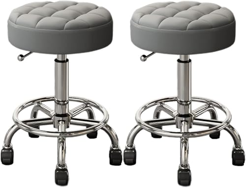 ZCEDZYSW Verstellbare Barhocker, 2er-Set, Thekenhöhe, drehbar, rückenfrei, PU-Leder, gepolsterte Stühle für Küche, Esszimmer (E) von ZCEDZYSW