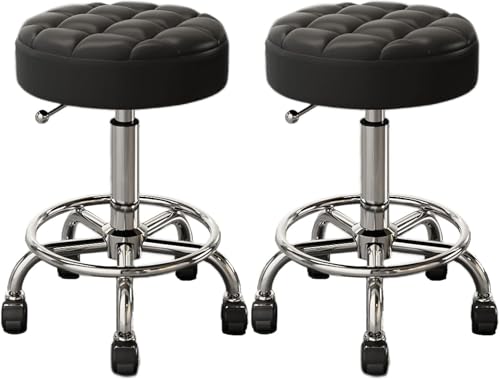 ZCEDZYSW Verstellbare Barhocker, 2er-Set, Thekenhöhe, drehbar, rückenfrei, PU-Leder, gepolsterte Stühle für Küche, Esszimmer (F) von ZCEDZYSW