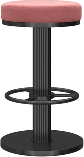 ZCEDZYSW Verstellbare Barhocker, schwarz, drehbar, rund, Metall, rückenfrei, gepolstert, Höhe, Stühle für Küche, Esszimmer (/Pink, B) von ZCEDZYSW