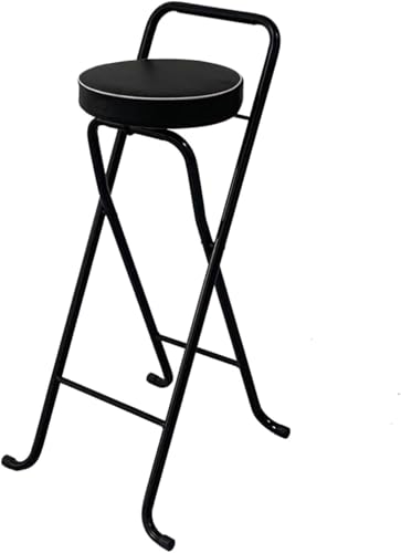 ZCEDZYSW Zusammenklappbarer Barhocker in Thekenhöhe, tragbarer, gepolsterter Küchenhochstuhl, moderner Stil, rund (schwarz, 65 cm) von ZCEDZYSW