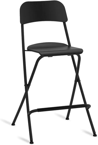 ZCEDZYSW Zusammenklappbarer Thekenhocker mit bequemer Rückenlehne, tragbarer Erwachsenen-Klappstuhl für Bar, Küche, 63 cm, Schwarz von ZCEDZYSW