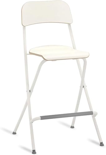 ZCEDZYSW Zusammenklappbarer Thekenhocker mit bequemer Rückenlehne, tragbarer Erwachsenen-Klappstuhl für Bar, Küche, Weiß, 74 cm von ZCEDZYSW