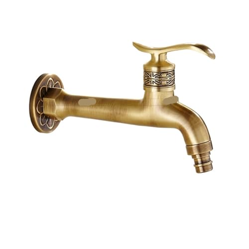 1 Stück antiker Messing-Drachen-geschnitzter Wasserhahn, Garten-Wasserhahn, Waschmaschinen-Wasserhahn, Außen-Wasserhahn, einzelner Kaltwasser-Wasserhahn 1016 (Color : G Style) von ZCERA