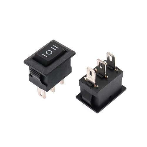 5 stücke Druckschalter 10x15mm SPST 3-pin 3-position 3A 250V KCD11 Ein/Aus/Ein Wippschalter Schwarz 10MM * 15MM(5PCS on-off-on) von ZCERA