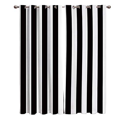 ZCFGG Schlafzimmer Ösen Vorhänge Blickdicht Minimalistisch schwarz-weiß gestreift 200 x 214cm 2er Set Vorhang Verdunkelung mit Ösen für Schlafzimmer Wohnzimmer von ZCFGG