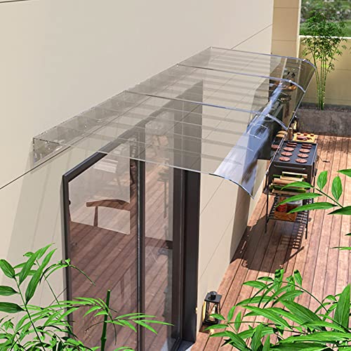 Gebogenes Fenstertürvordach, unsichtbares Türfenster-Gartenvordach, Terrassenveranda-Markise, Außenveranda-Vordach für Vordertür, Regenschutzabdeckung, UV-Schutz-Polycarbonat-Abdeckung (50 x von ZCFLWR