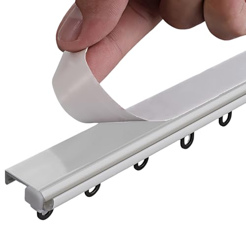 ZCFLWR Schwarz/weiße Gardinenschiene | Selbstklebende Deckengardinenschiene | Deckenschiene für Vorhänge | Selbstklebende Gardinenschiene – Kein Bohren, Schrauben oder Werkzeug erforderlich, Gardin von ZCFLWR