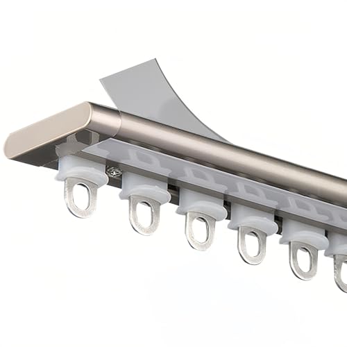 ZCFLWR Ultradünne Vorhangschiene, selbstklebendes Aluminium-Schiebeschienensystem für Vorhänge, einfach zu installierende Vorhangschienen (Champagner, 170 cm) von ZCFLWR
