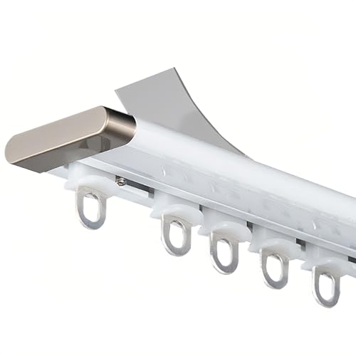 ZCFLWR Ultradünne Vorhangschiene, selbstklebendes Aluminium-Schiebeschienensystem für die Decke für Vorhänge, einfach zu installierende Vorhangschienen (weiß, 150 cm) von ZCFLWR
