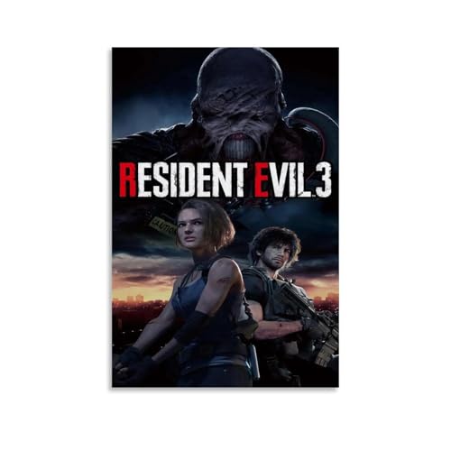 ZCHLATGDE Resident Evil 3 Poster Dekorative Malerei Leinwand Wandkunst Wohnzimmer Poster Schlafzimmer Malerei,Wandkunst Bilddruck Moderne Familienzimmer Dekor 12x18inch(30x45cm) von ZCHLATGDE