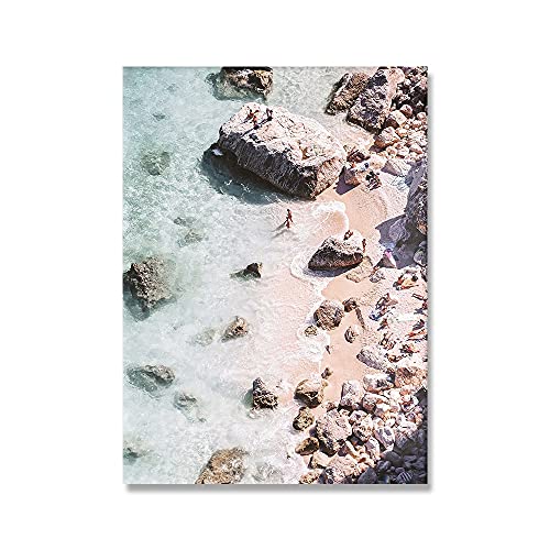ZCHX Italien Amalfi Küste Poster Natur Landschaft Druck Meer Strand Stein Leinwand Kunst Malerei Seascape Bilder Wanddekoration (Color : A, Size : 40x50cm No Frame) von ZCHX