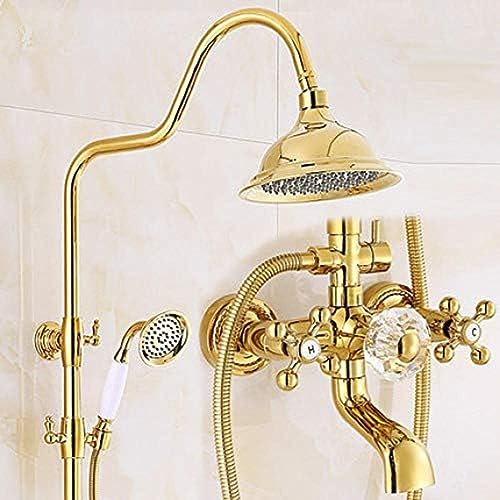 2 Farben Dusche Wasserhähne Luxus Messing Regenschuhe Set Dual Griff Wandhalterung Gold Badezimmer Wasserhahn Mit Schleimstange Badewanne Wasserhahn-Rose Gold,Gold 2 Farben Dusche Wasserhähne Luxus Messing Regenschuhe Set Dual Griff Wandhalterung Gold Badezimmer Wasserhahn Mit Schleimstange Badewanne Wasserhahn-Rose Gold,Gold von ZCHZCS