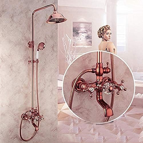 2 Farben Dusche Wasserhähne Luxus Messing Regenschuhe Set Dual Griff Wandhalterung Gold Badezimmer Wasserhahn Mit Schleimstange Badewanne Wasserhahn-Rose Gold,Roségold 2 Farben Dusche Wasserhähne Luxus Messing Regenschuhe Set Dual Griff Wandhalterung Gold Badezimmer Wasserhahn Mit Schleimstange Badewanne Wasserhahn-Rose Gold,Roségold von ZCHZCS