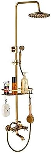 Antike Messing Duschkombination Set Mit Regal Heißer Kaltmixer Tao 360 Kostenlose Rotation Messing Dusche Headn Badezimmer Duschsets von ZCHZCS